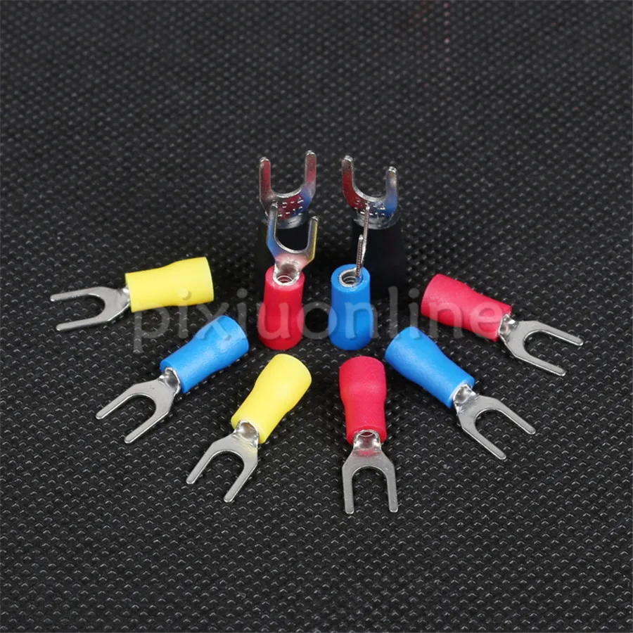 100pcs/pack DS644b SV2-3 5.7*21.mm Y-shaped Tinplating Terminal Block Red/blue/yellow/black/green 5colors Choose