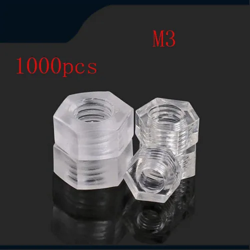 1000 шт./лот Метрическая Шестигранная гайка DIN934 M3 пластиковая Шестигранная гайка