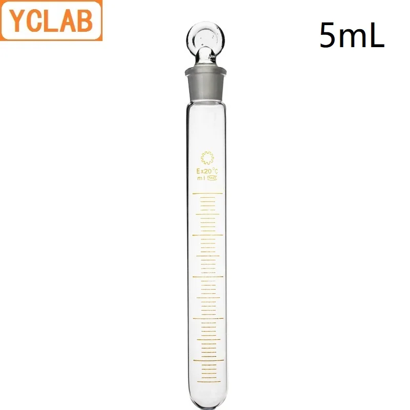 YCLAB 5mL Glass Test Tube with Graduation and Glass Stopper High Temperature Acid Alkali Resistance Laboratory Equipment