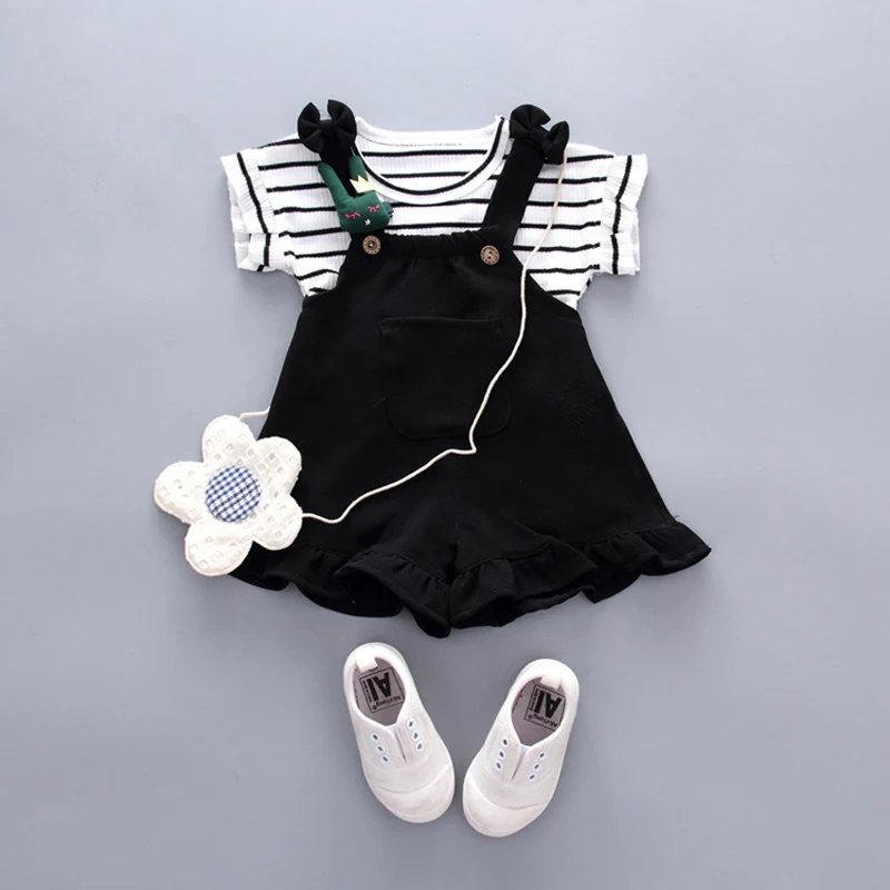 Infant Baby Girl Baby Summer Clothing Striped Top Strap Shorts Set for Newborn Baby Girls Clothes 1st Birthday Outfits Cool Sets