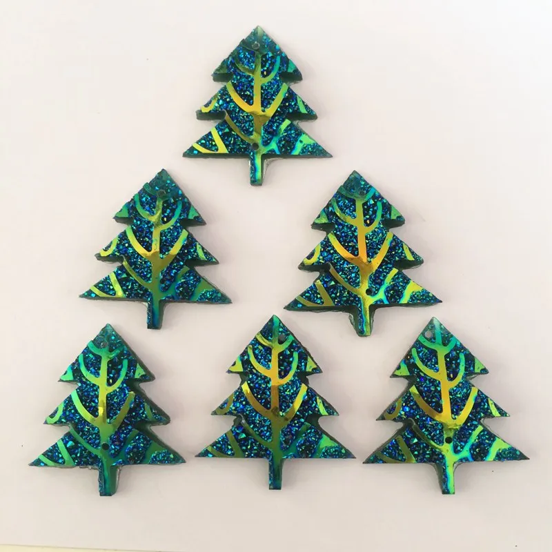 30pcs 25mm*27mm 2 hole Resin AB Christmas tree/tree of life FlatBack Appliques Wedding diy D64*3