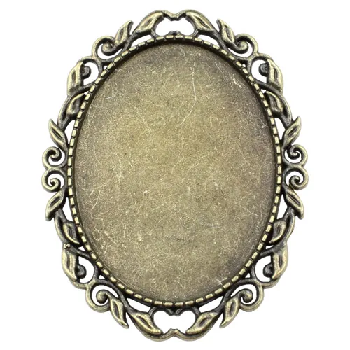 Fit 30x40mm Vintage Oval Blank Setting Bezel Blank Base Cabochon Brooch with Base For DIY Brooch 3pcs/lot K04642