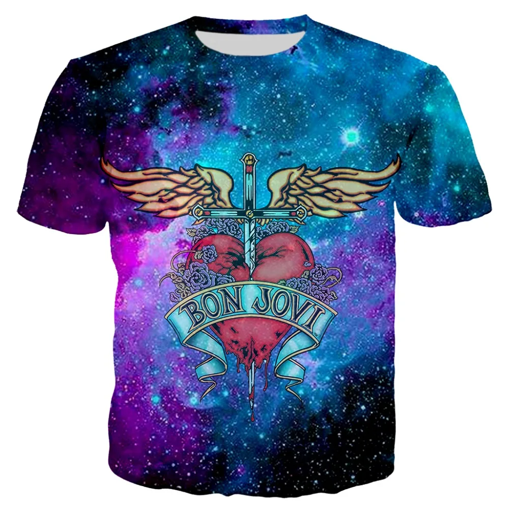 

2019 Summer Fashion T shirt Unisex 3d Print Bonjovi Stary Sky Tee shirt Short Sleeve T-shirts Tees Tops XS-7XL dropshipping