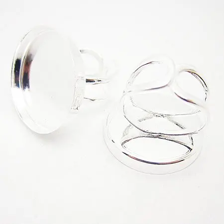 100pcs 925 Sterling Silver Ring Base fit 25mm Setting Rings Blanks for Personalize DIY Jewelry Making