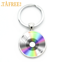TAFREE colorful CD  Keychain Record Disc classic music key chain fashion Keep your eyes and ears open men women jewelry H476