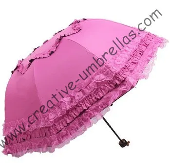 Arched princess umbrellas,100%sunscreen,UPF>50+,ladies'parasol,8k ribs,black silver coating,pocket parasol,UV protecting,lacing