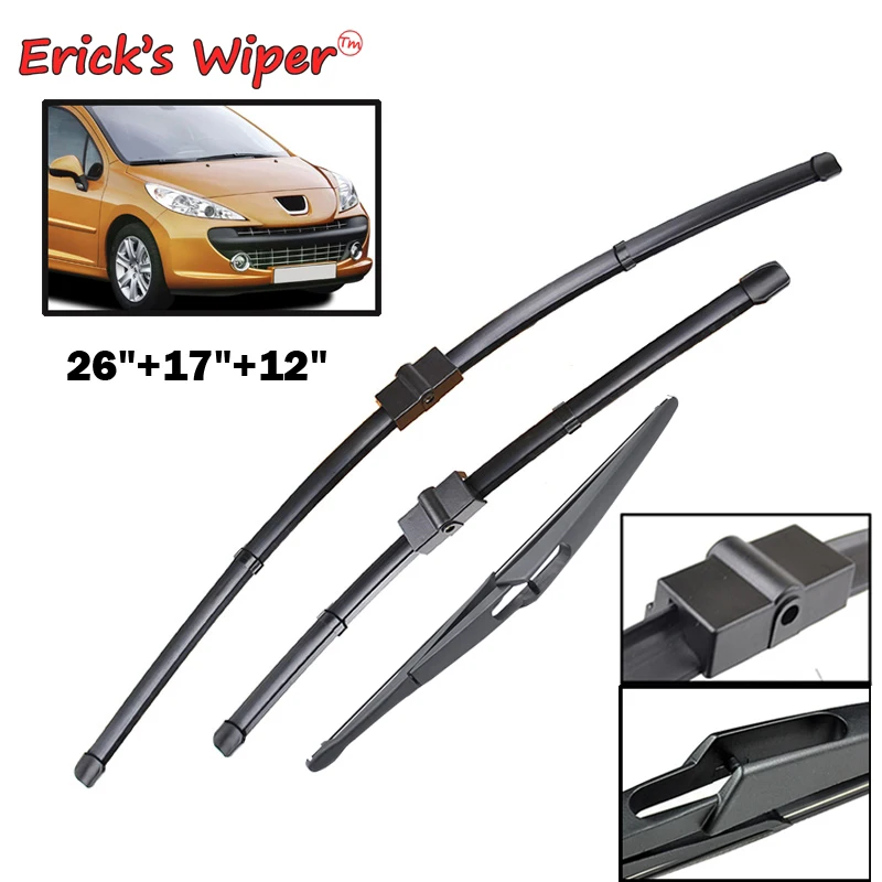 Erick's Wiper Front & Rear Wiper Blades Set For Peugeot 207SW 207 SW 2006 - 2014 Windshield Windscreen Window Brush 26