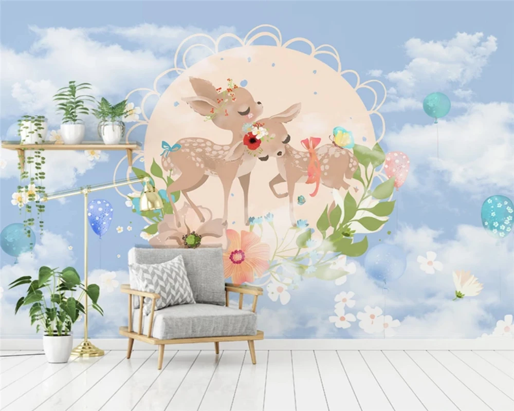 beibehang papel de parede Custom Nordic Modern Simple Cute Animal Children\'s Room Background 3d Wallpaper wall papers home decor