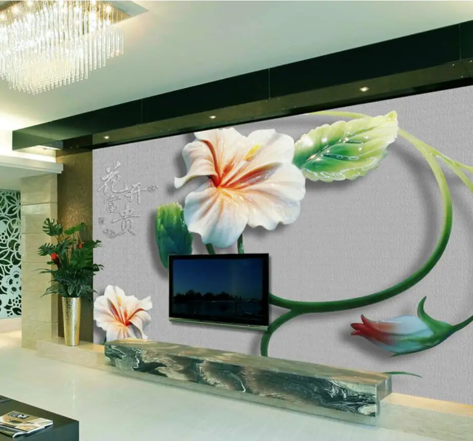 

beibehang Custom Wallpaper Blooming Fugitive Jade Cario Background Wall Design Living Room Bedroom Murals photo 3d wallpaper