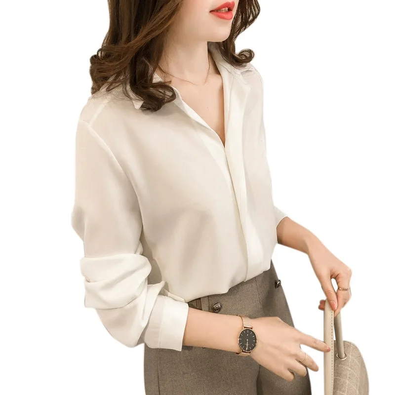 Blouse Women Office OL Style Shirts Tops Fashion Casual Long Sleeve Chiffon Blouses Femme Blusa