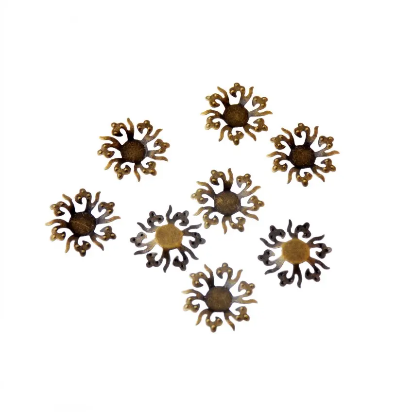 Free shipping 30Pcs Bronze Filigree Flower Cabochon Setting Wraps Connectors Crafts Decoration DIY Embellishment 20mm