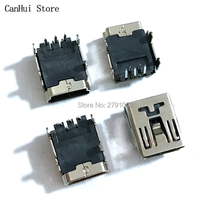 10Pcs Mini usb Connector 90 Degrees 4P Micro USB 5pin B Type Female Connector For Mobile Phone Micro USB Jack Connector 5 pin