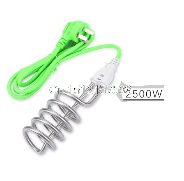 

Kitchen Ware Green Cable 250V 10A 2500W Immersion Heater Heating Element 3 Pin Plug Stainless Steel Tube