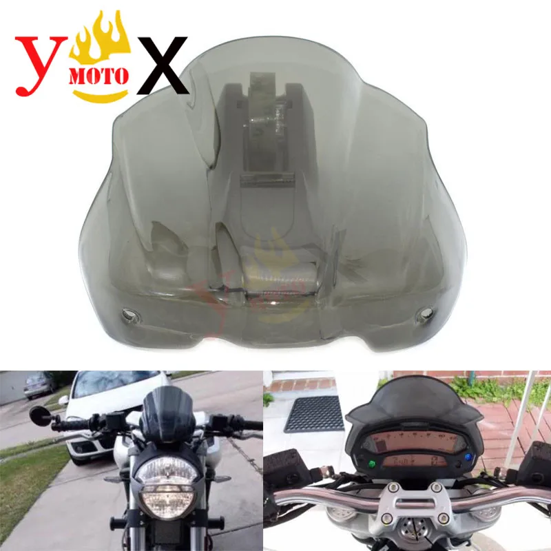 New Tinted Smoke ABS Racing Sport Motorcycle Windscreen Windshield Deflector Airflow For Ducati Monster 1100