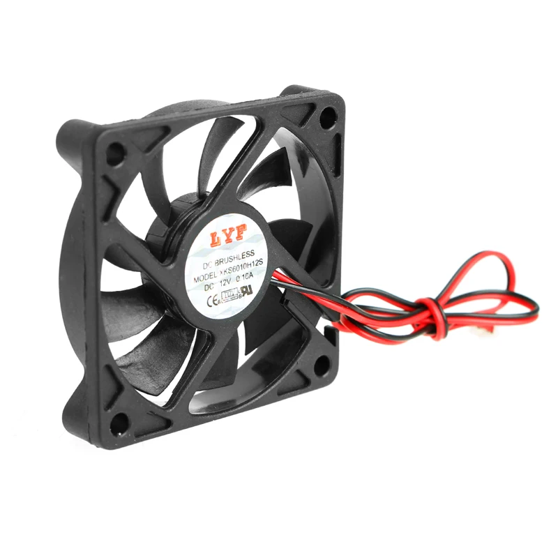 DC 12V 2-Pin 60x60x10mm PC Computer CPU System Sleeve-Bearing Cooling Fan 6010