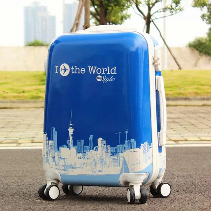 Baggage 20/24 inch rolling spinner wheels scrawl trolley suitcase luggage Bags Man Women ABS+PC travel case Pull Rod trunk Bag