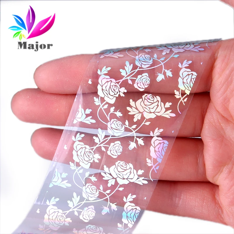 New 1pcs laser Shiny Nail Art sticker Gel Polish Decal Nail Art Transparent Nail Foil 16 design for choose