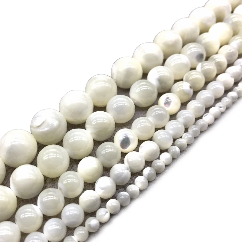 Natural Round Trochus Niloticus Top Shell Stone White Beads For Jewelry Making DIY Bracelet Necklace 4/6/8/10 mm Strand Earrings