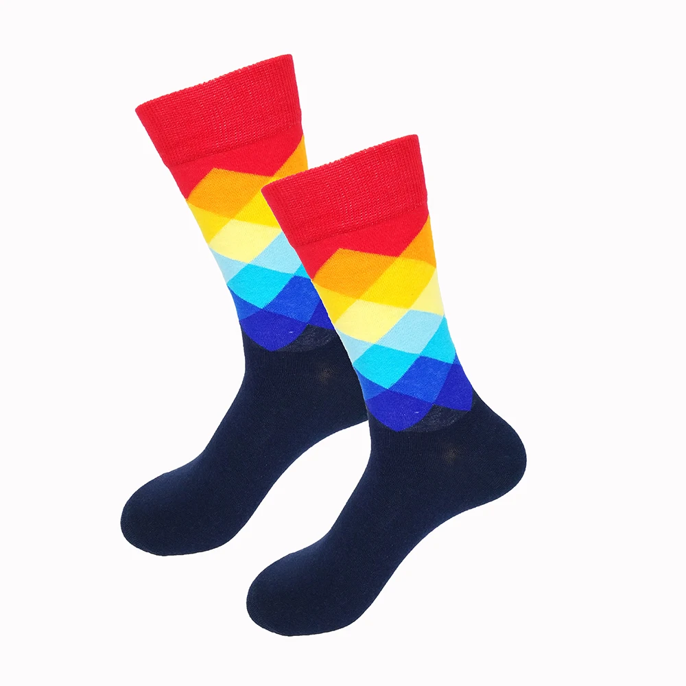 Male Tide Socks Gradient Color Paragraph Style Cotton Men\'s Knee High Business Socks EUR36-43