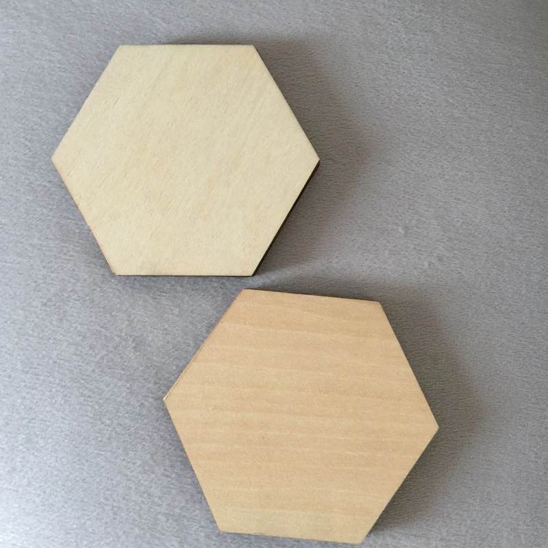 laser cut  hexagon wood shapes geometric wood shapes