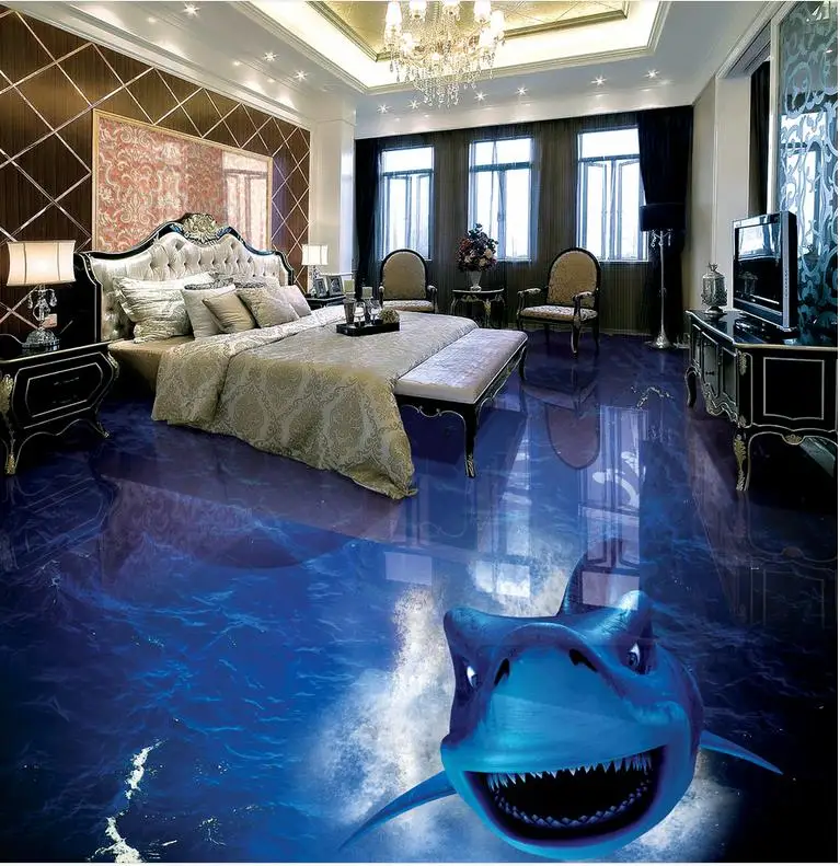 

Photo floor wallpaper 3d ocean dolphin PVC waterproof floor Custom Photo self-adhesive 3D floor