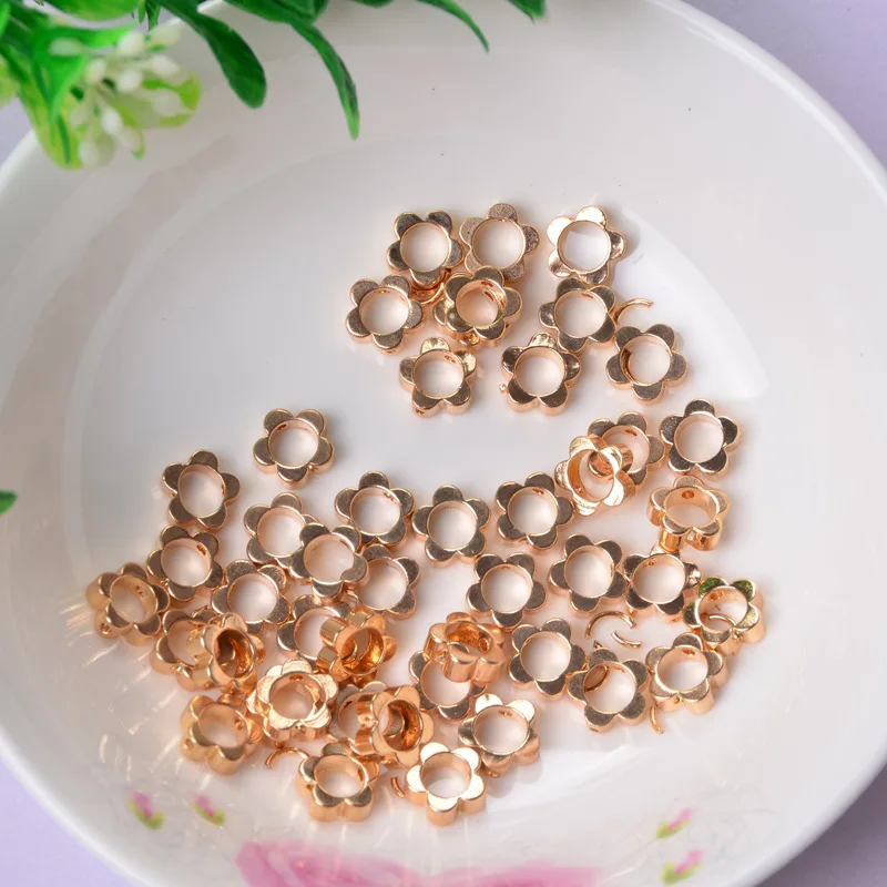 

50pcs/lot copper blank bead Charms for Jewelry DIY Making Antique Plum flower Beads Scattered beads for bracelet