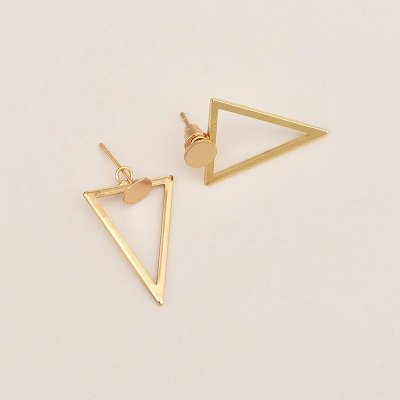 Fashion Jewelry Creative Personality Triangle Back Hanging Stud Earrings For Women Gift Geometric Bijoux Brincos Oorbellen EB128