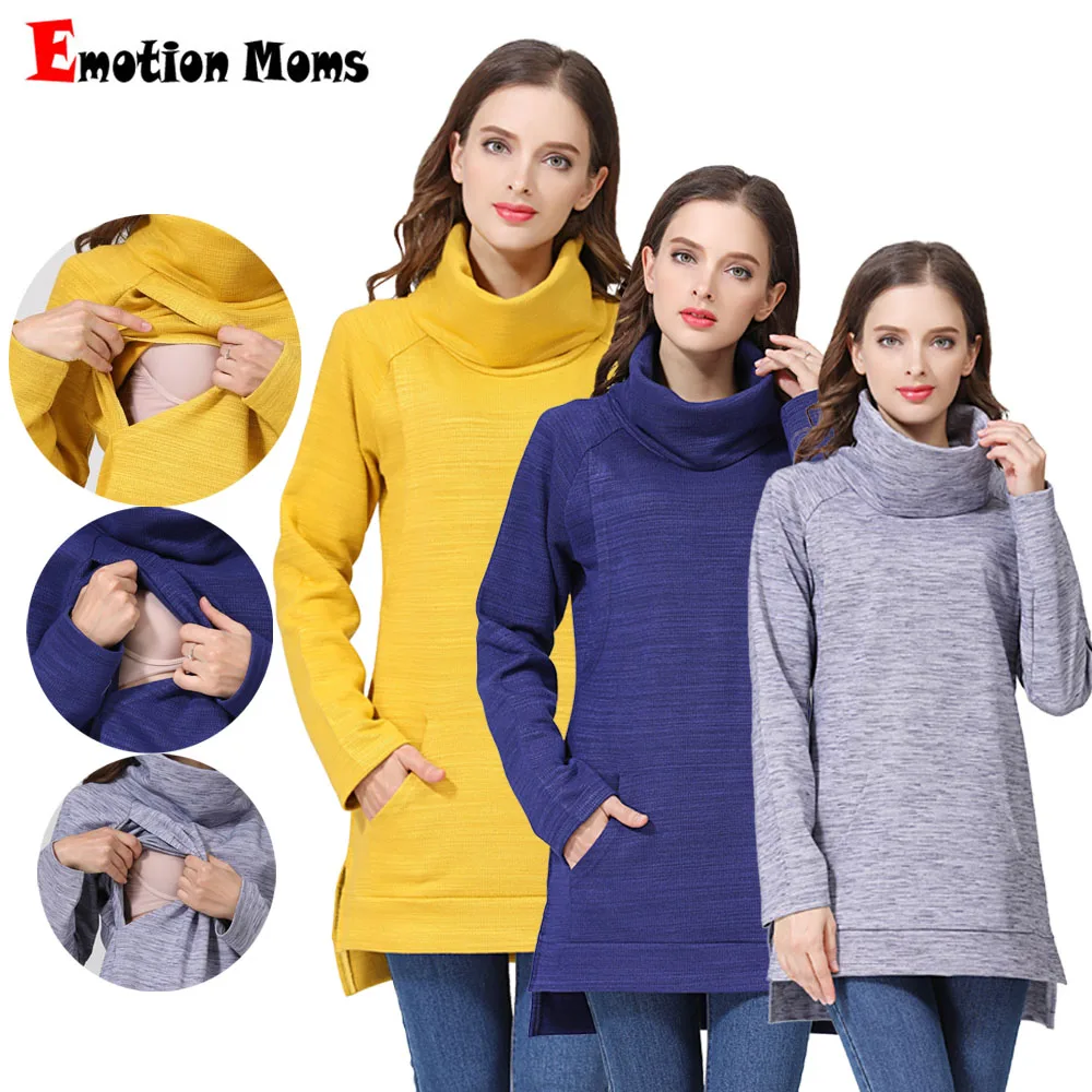 

Autumn Winter Elegant Maternity Clothes Thermal Breastfeeding Coat Turtle Neck Nursing Sweaters Hoodie New Arrivals