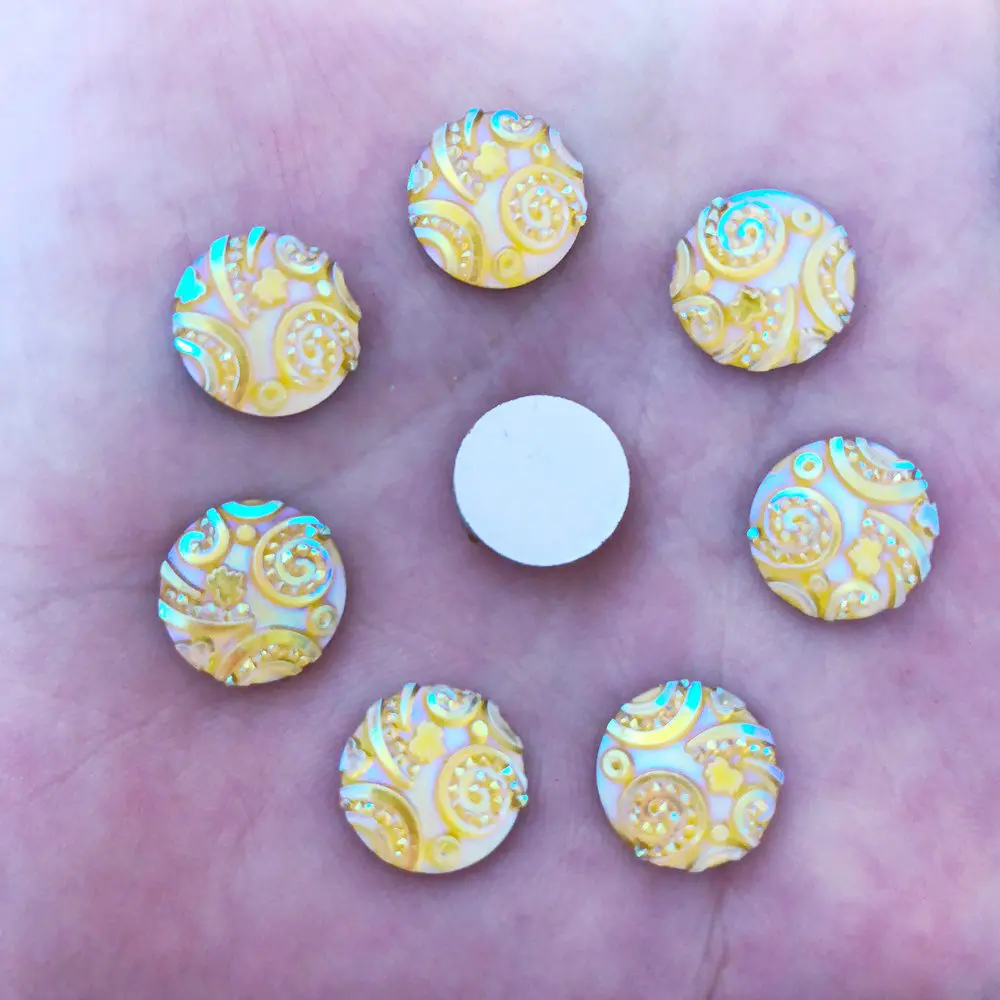 40pcs AB Resin 12mm Round Fun Combination Flatback Rhinestone Wedding Button DIY R62