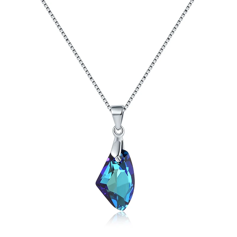 BAFFIN-collares con colgante Vertical galáctico de piedra elegante para mujer, cristales azules de Austria, Color plateado, joyería diaria