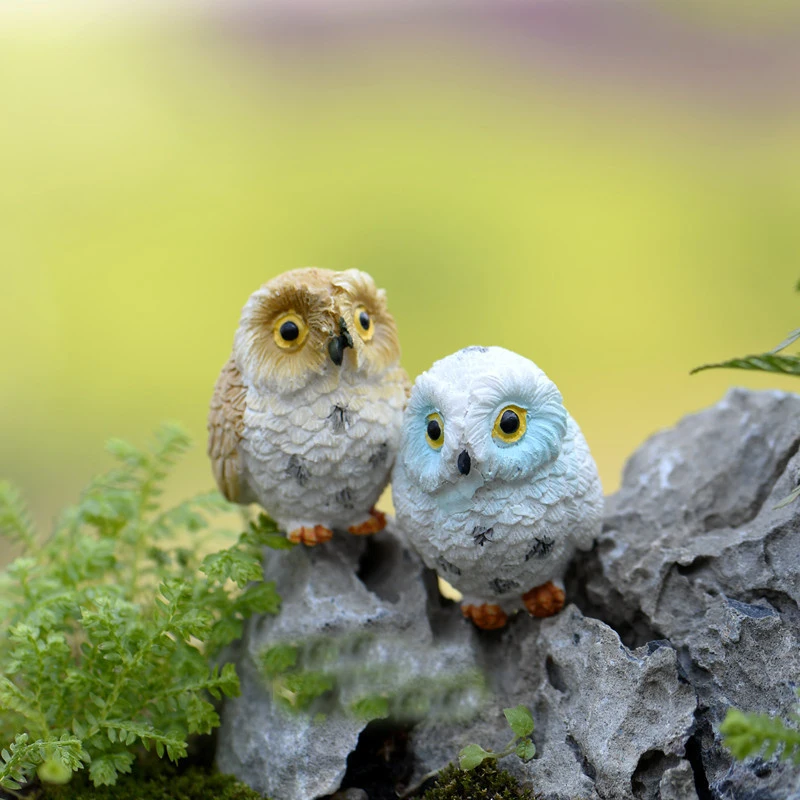 1 Pcs Random Owls Animal Figurines Resin Miniatures Figurine Craft Fairy Garden Ornament Micro Landscaping Fairy Garden Supplies
