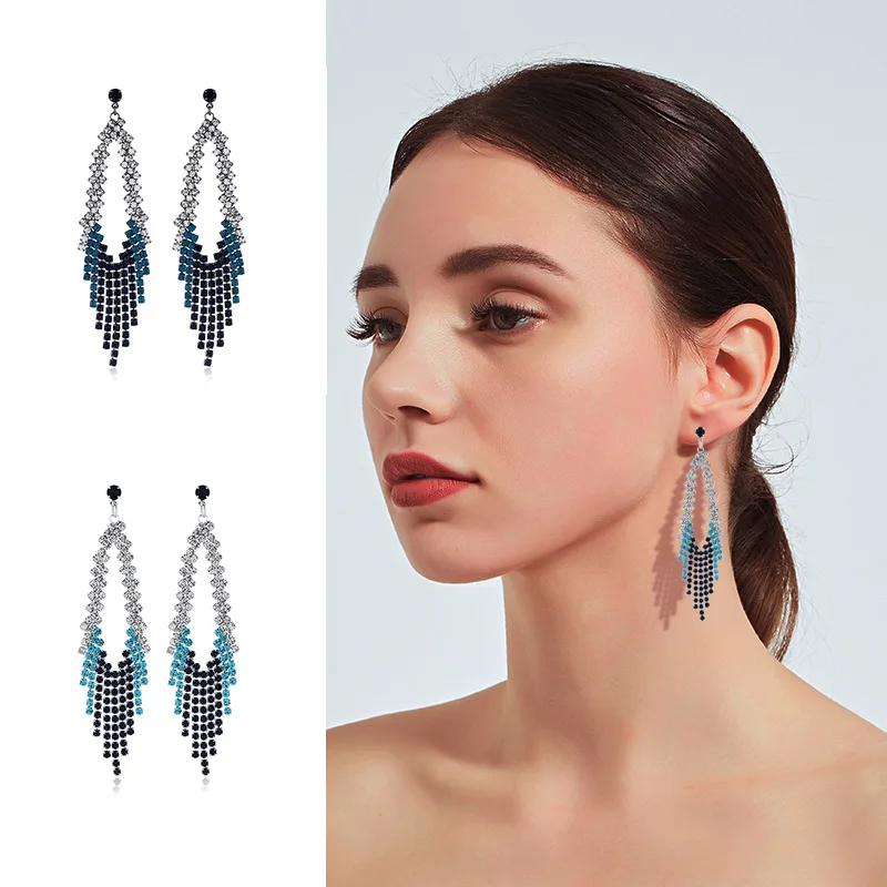 

2019 New Tassel Dangle Earrings Cubic Zircon Earrings Fashion Jewelry For Women Party Gifts Round Dangle Earrings