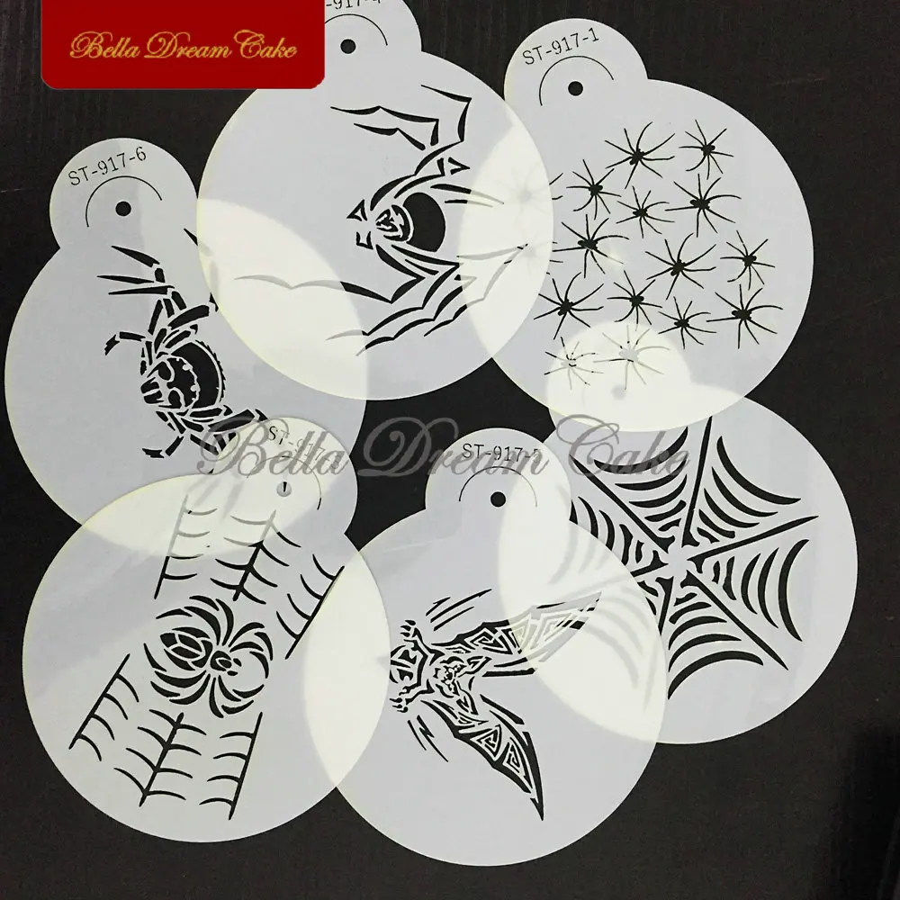 Halloween Spider&Web Cookies Stencils Coffee Stencil Template Fondant Chocolate Biscuit Cake Mold Cake Decorating Tool Bakeware