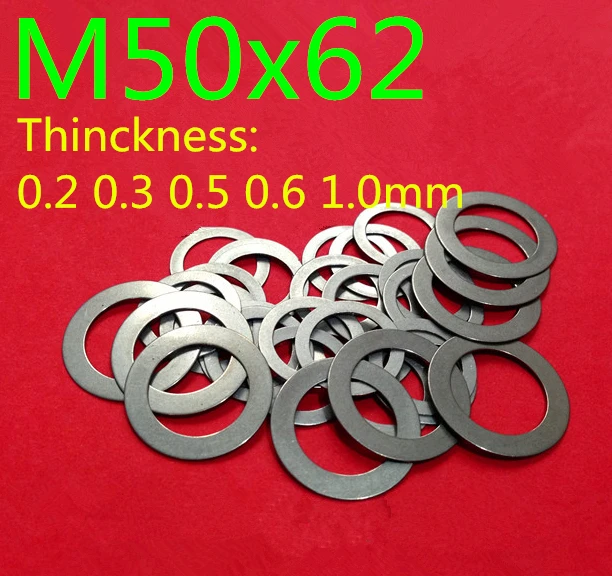 

5PCS M50 flat Thin washer shim 0.2mm 0.3mm 0.5mm 0.6mm 1mm 304 Stainless Steel Ultra-thin Flat Washer Gasket Adjustment washer