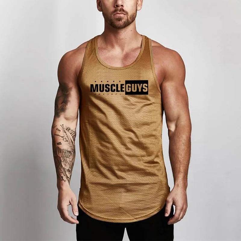 Body building Brand Tank Top Men Gyms Stringer Tank Top Fitness Singlet Mesh Sleeveless shirt Work out Man Undershirt Clothing