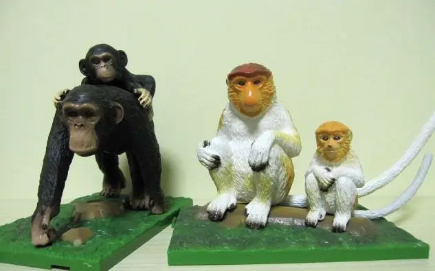 pvc  figure Simulation animal model chimpanzee proboscis monkey mother and child scene set