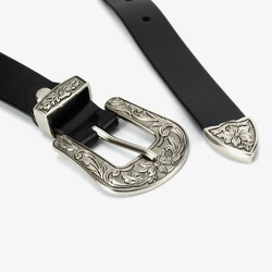 3parts/set 26mm Retro carved Antique Nickel Belt Buckle DIY accessories leather craft for women's Mens Jeans Cowboy Style