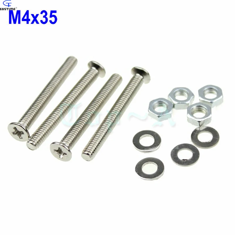 

Gdstime 1000pcs Lot Computer Case Screw M4*35 Stainless Steel Flat Head Phillips Screw Machine with Gaskets Nuts