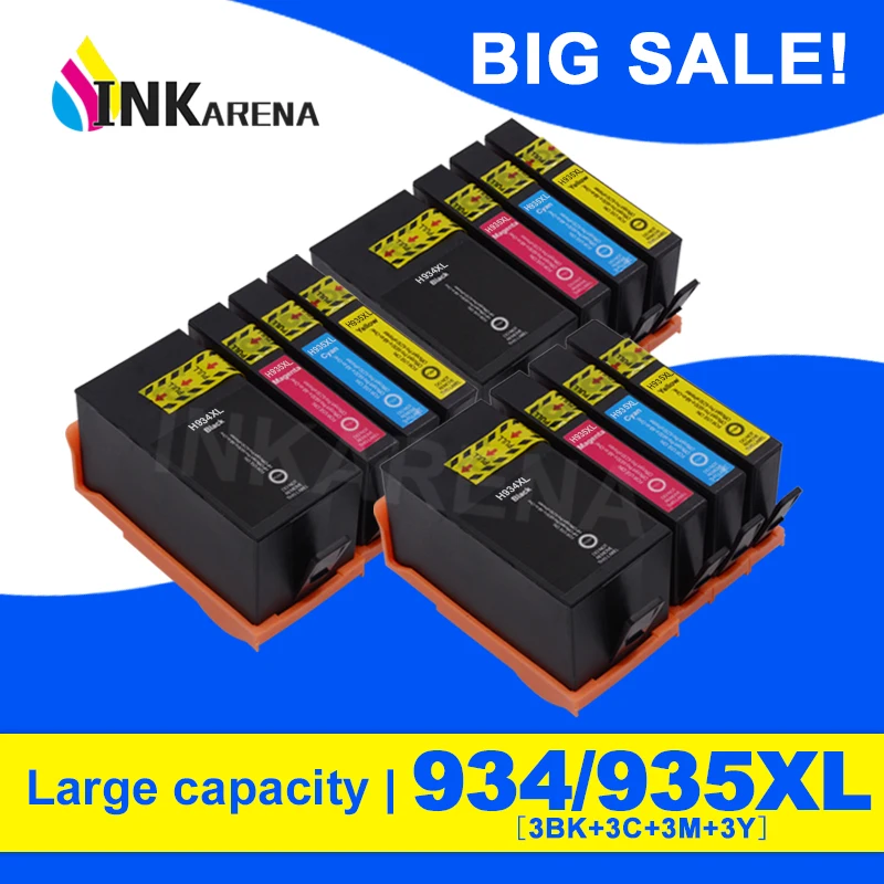 

INKARENA 3 Set Printer Ink Cartridge for HP934 934XL 934 935 935XL for HP Officejet pro 6230 6830 6835 6812 6815 6820 Printers