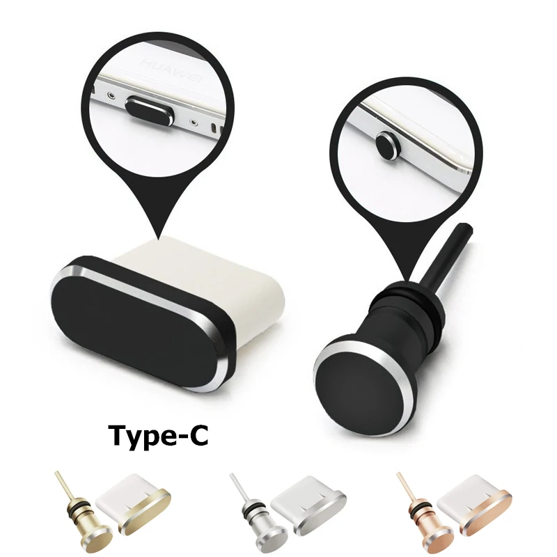 10set Aluminium Type C Dust Plug USB-C Jack Phone Charger Port Accessories for Xiaomi A1 5X Huawei P10 P20 P30 Samsung S8 S9 S10