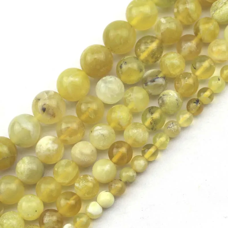 

Round Natural Yellow Opal Natural Stone Diy Loose Beads For Jewelry Making Strand 15" Wholesale !