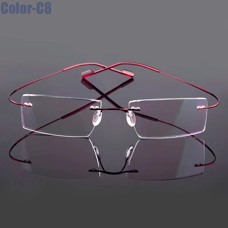 Gmei Optische Mode Randlose Brille Rahmen Speicher Legierung Brillen Rezept Ultraleicht Flexible Rahmen 9 Farben T8089