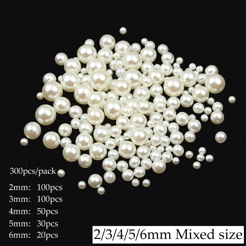 2/3/4/5/6mm Round Imitation ABS Beige No hole Pearl Beads For Craft Scrapbook Decoration DIY Sewing Craft Supplies