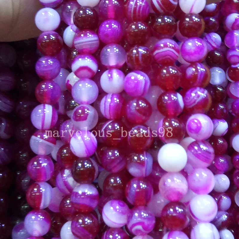 Fashion Jewelry 6mm Rose Stripes Carnelian Round Global Art Loose Beads L 15.5