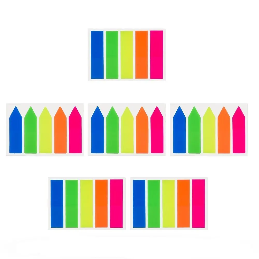 

6 Sets Neon Page Markers Colored Index Tabs Flags Sticky Notes for Page Marker, 600 Pieces