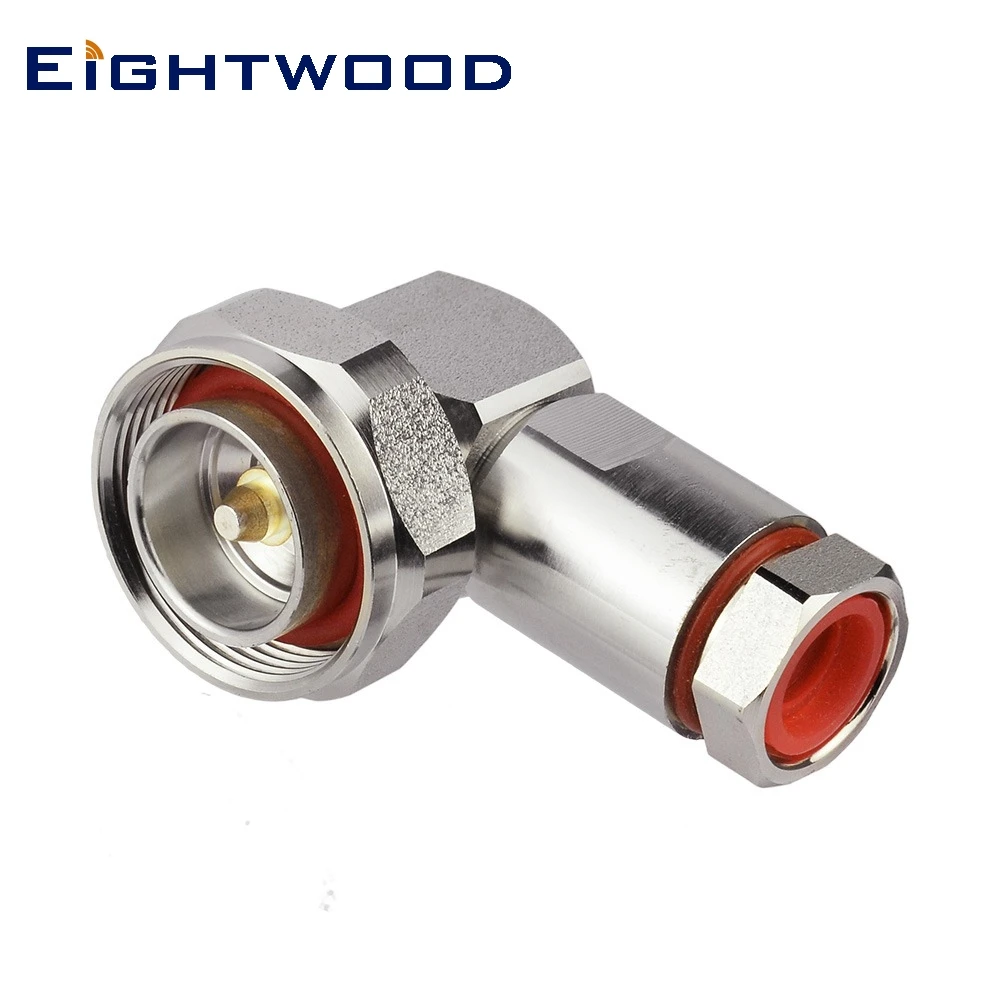 

Eightwood 2PCS 7/16 Din Clamp Plug Male Right Angle RF Coaxial Connector Adapter for Corrugated Copper 1/2'' Cable Superflexible