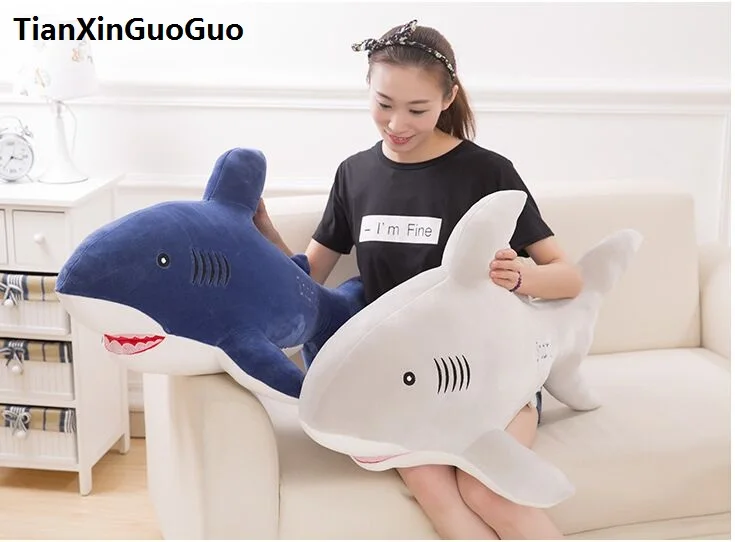 large 80cm cartoon shark plush toy soft doll throw pillow birthday gift b2087