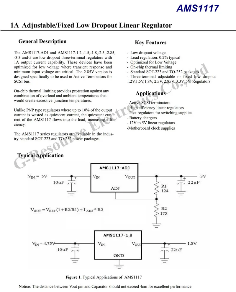 (100 قطعة) AMS1117 SOT-223 AMS1117-1.2,-1.5,-1.8,-2.5,-3.3,-5.0 AMS1117-ADJ سلسلة الجهد المنظم