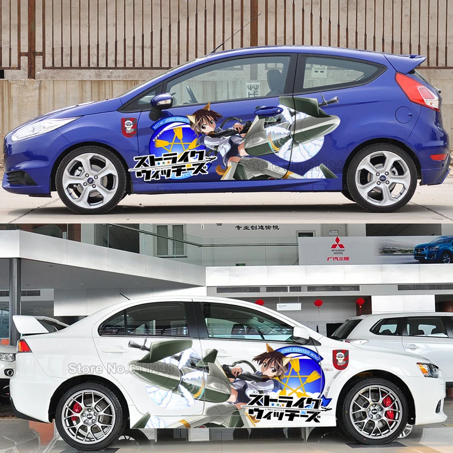 รถจัดแต่งทรงผมสติกเกอร์ญี่ปุ่นAnime STRIKEแม่มดไวนิลสติกเกอร์กีฬาDecals Auto Body Racing Decal ACGNสีรถ