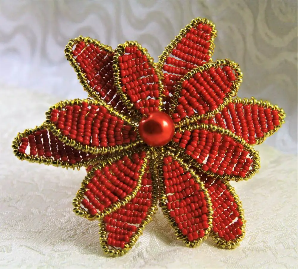 

Free Shipping Wholesale Red Flower Napkin Ring Qn17072601Many Branch Napkin Holder 8 Pcs